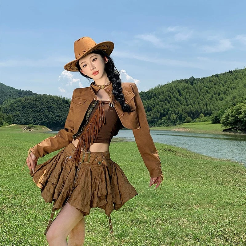 Brown Skirt with belt
