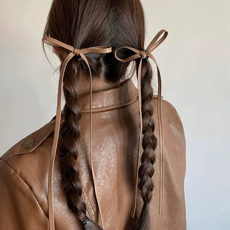 R009 Leather Ribbon Hair Clip