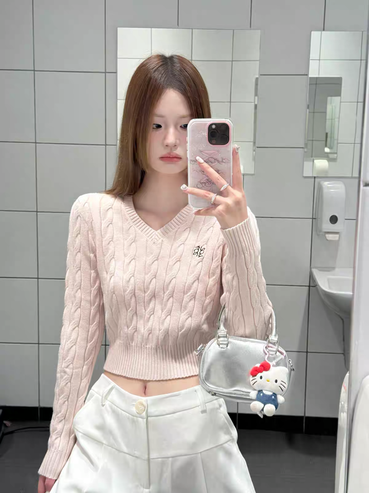 Thick Pink Long Sleeve Knitted Top