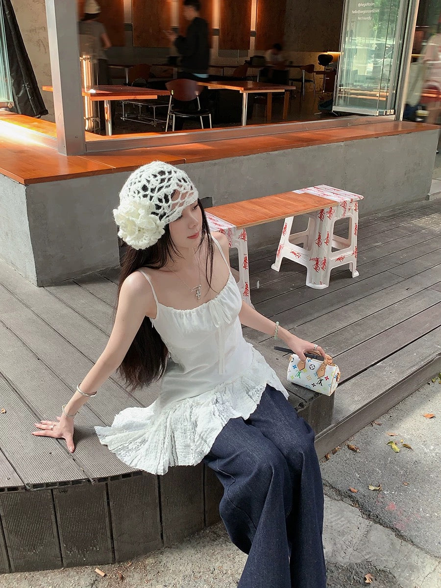 White Strap Long Inner Top