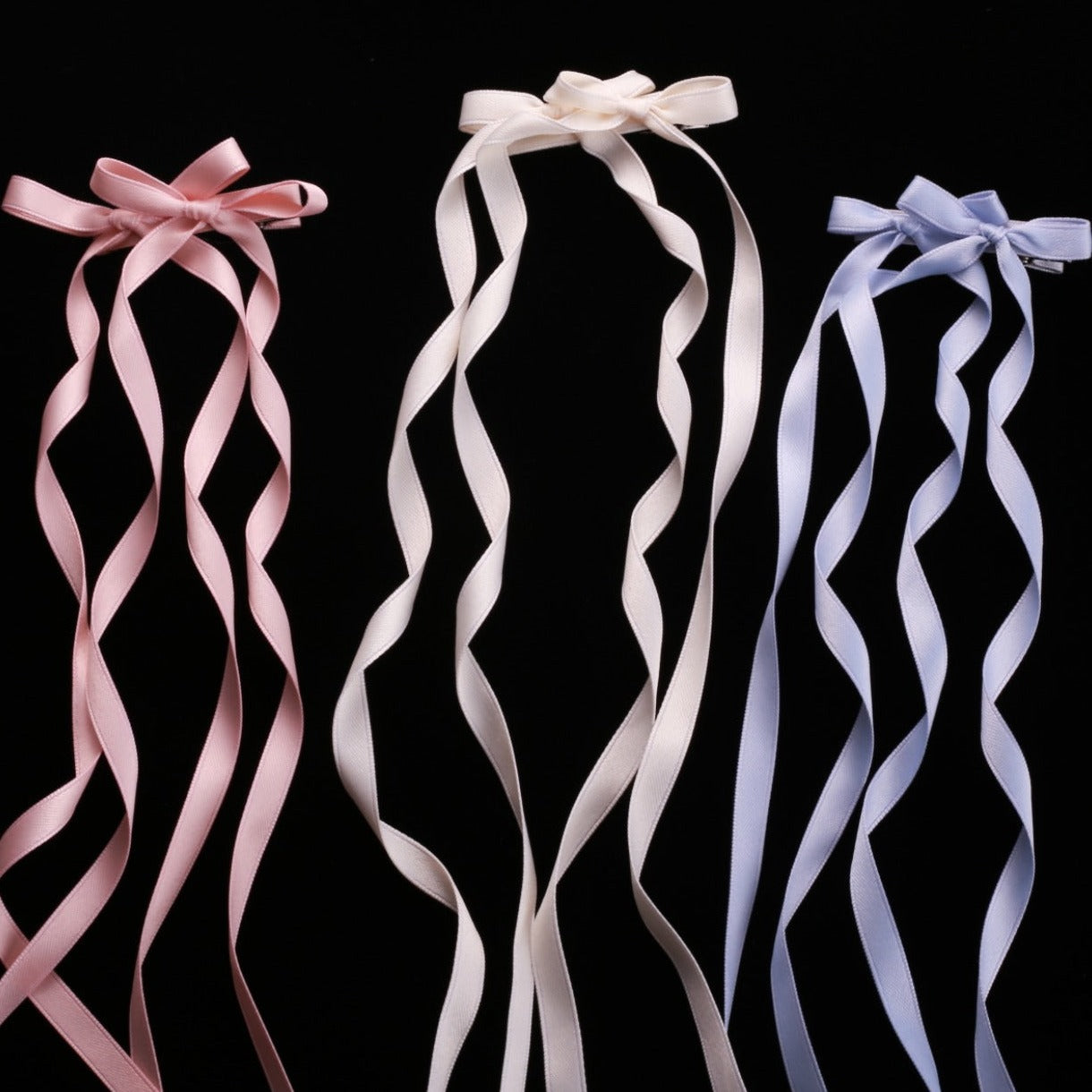 Double Long Ribbon Hair Clip Set