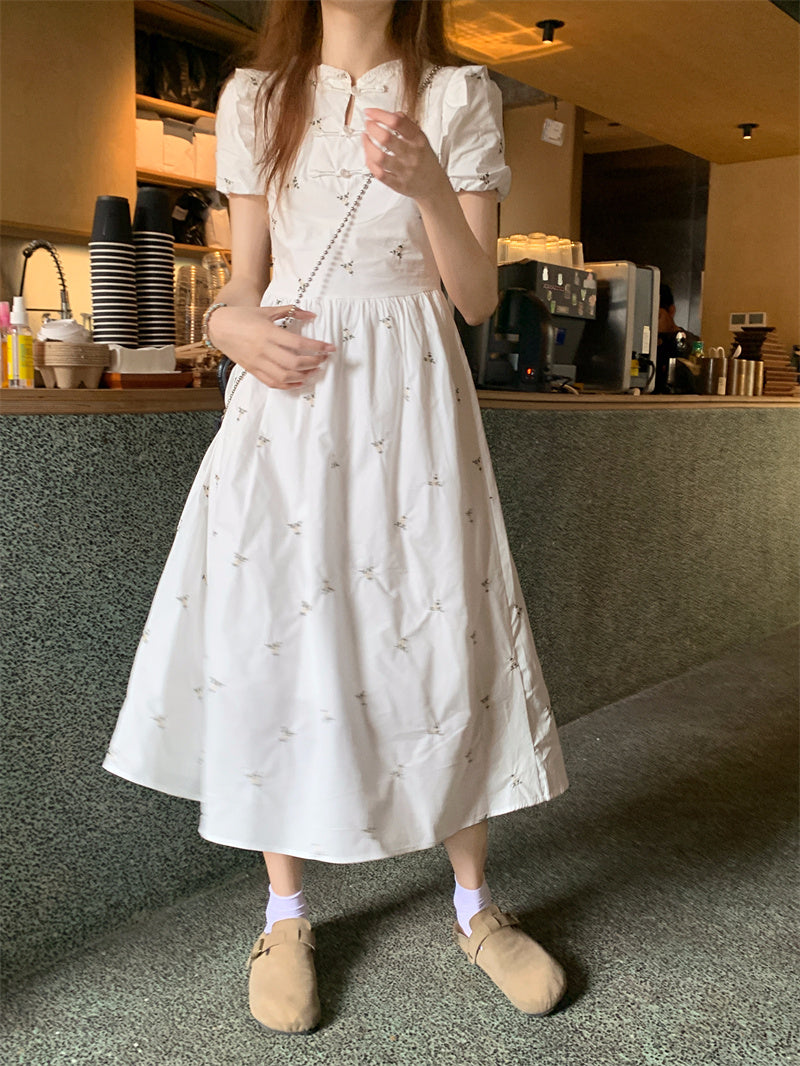 Traditional Collar White long dress (M)