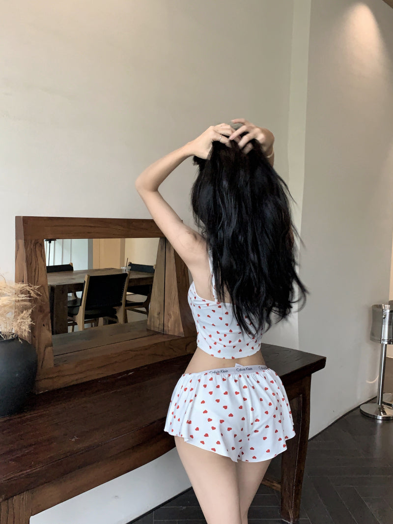 Heart Top + Bottom Homewear Set Pyjamas