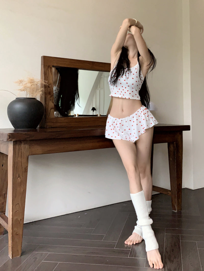 Heart Top + Bottom Homewear Set Pyjamas