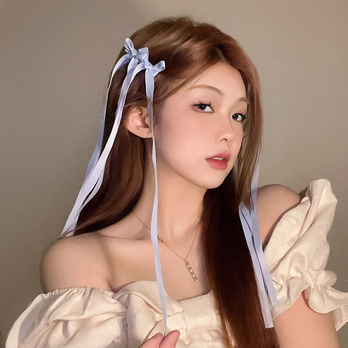 Double Long Ribbon Hair Clip Set