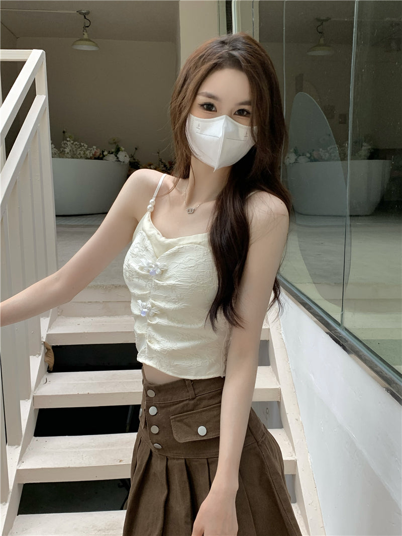 Pearl Strap Cheongsam Top