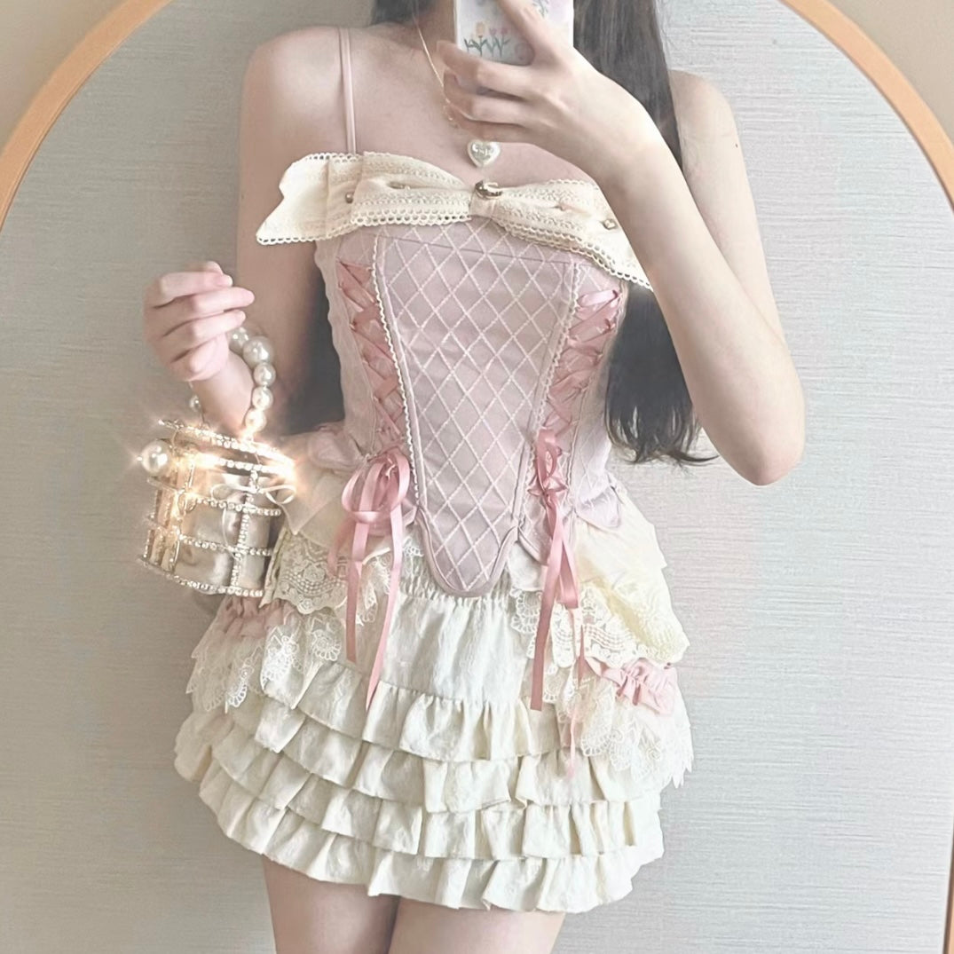 Dolly Lace Up Pink Tube Top