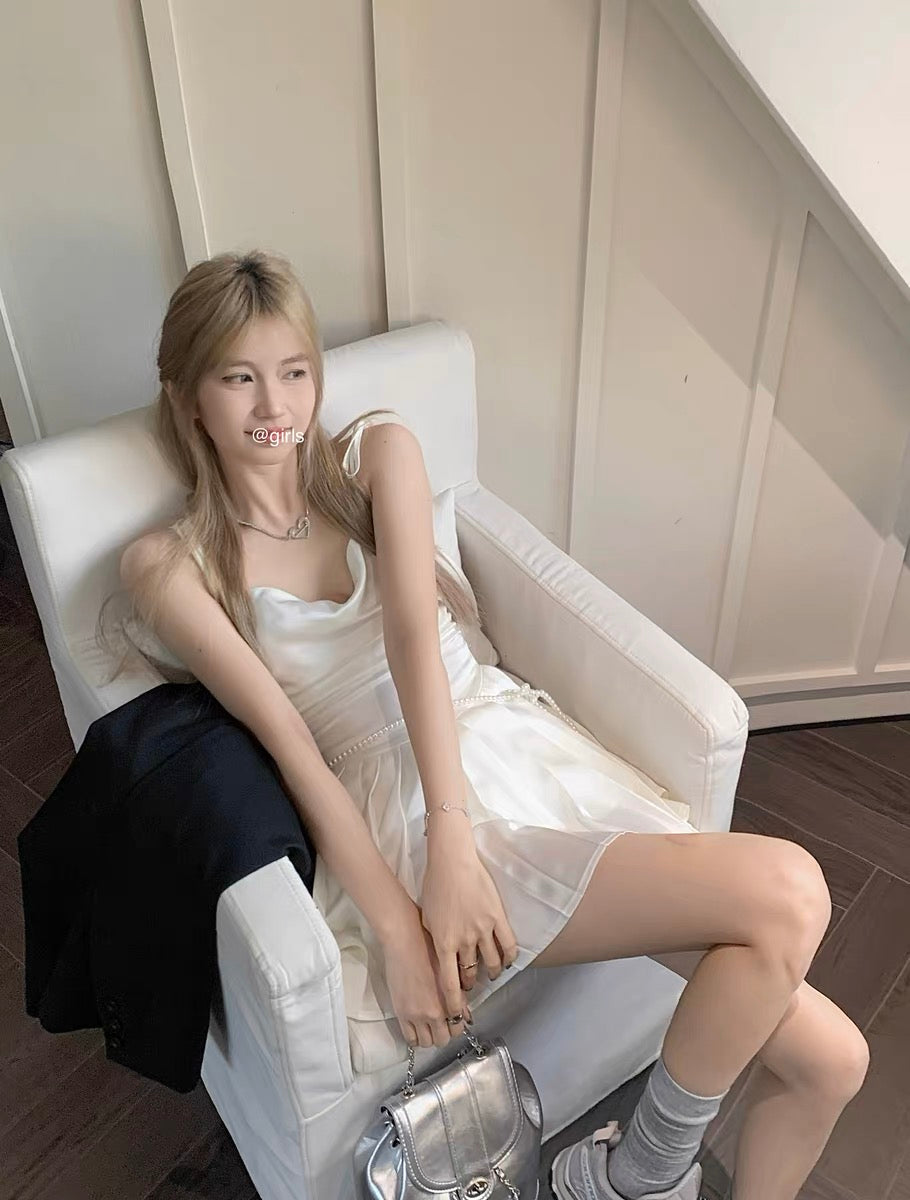 Ellie Cream Satin Dress (S)