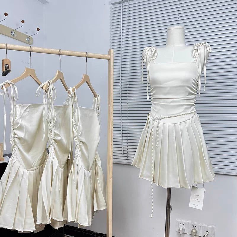 Ellie Cream Satin Dress (S)