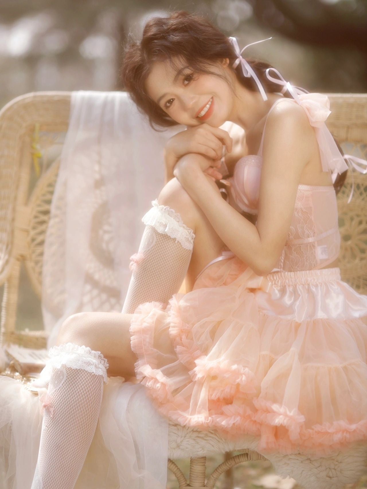 Peach Pink Tutu Mesh Skirt