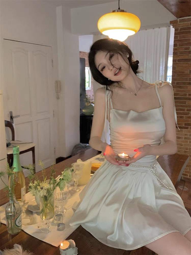 Ellie Cream Satin Dress (S)