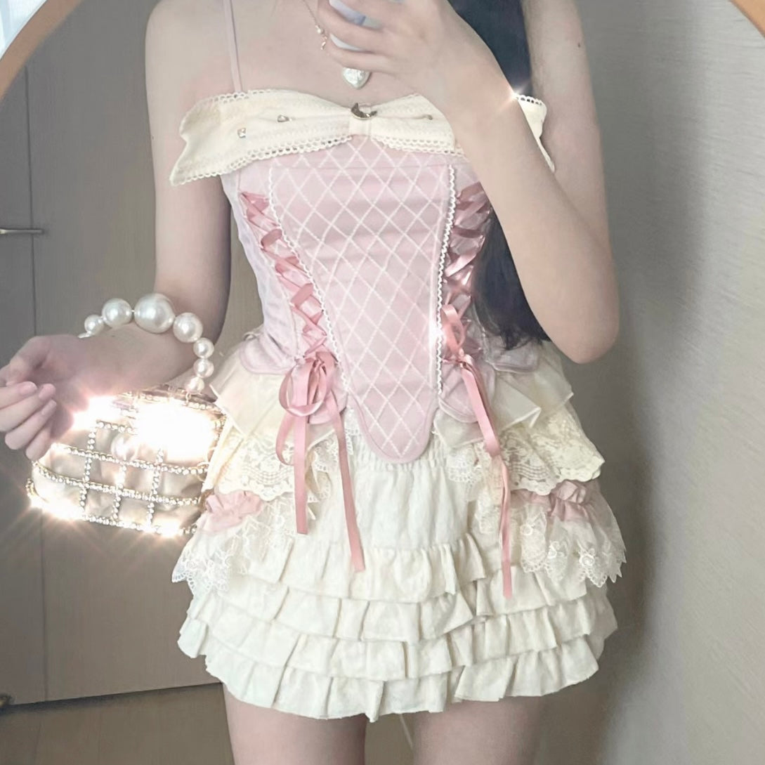 Dolly Lace Up Pink Tube Top