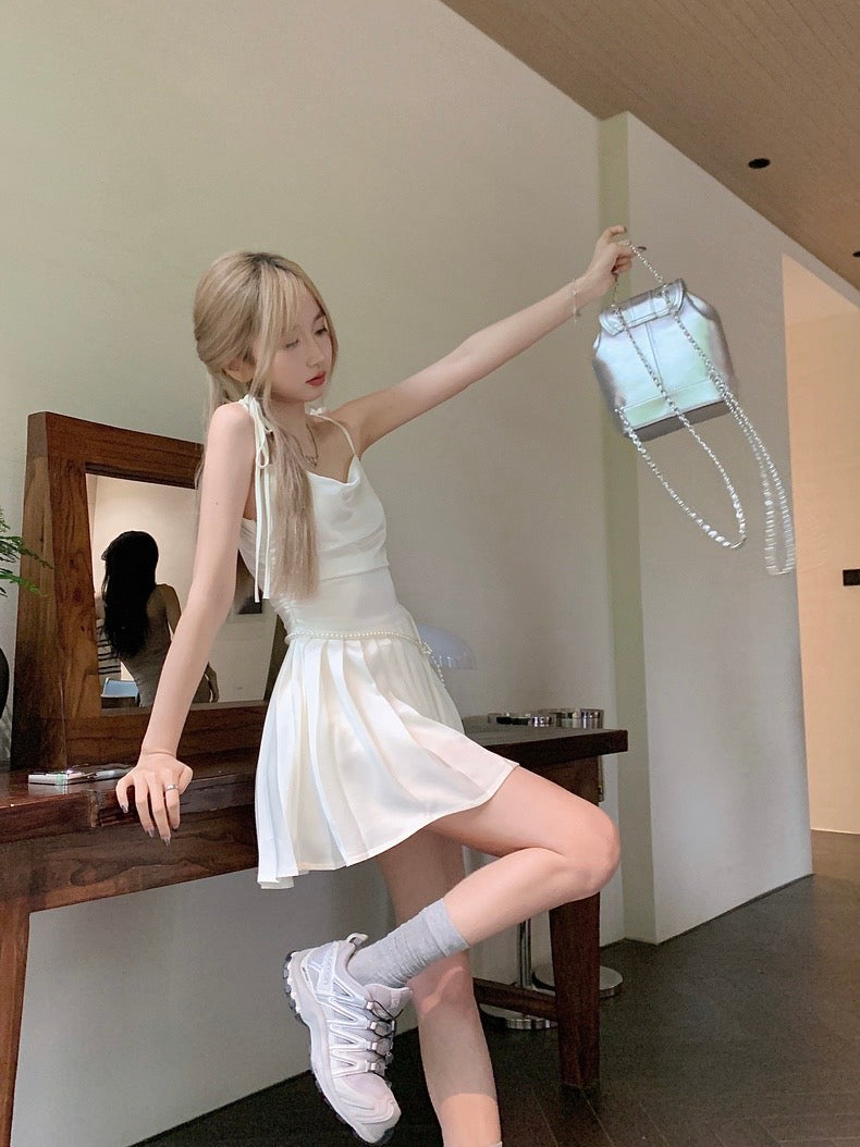 Ellie Cream Satin Dress (S)