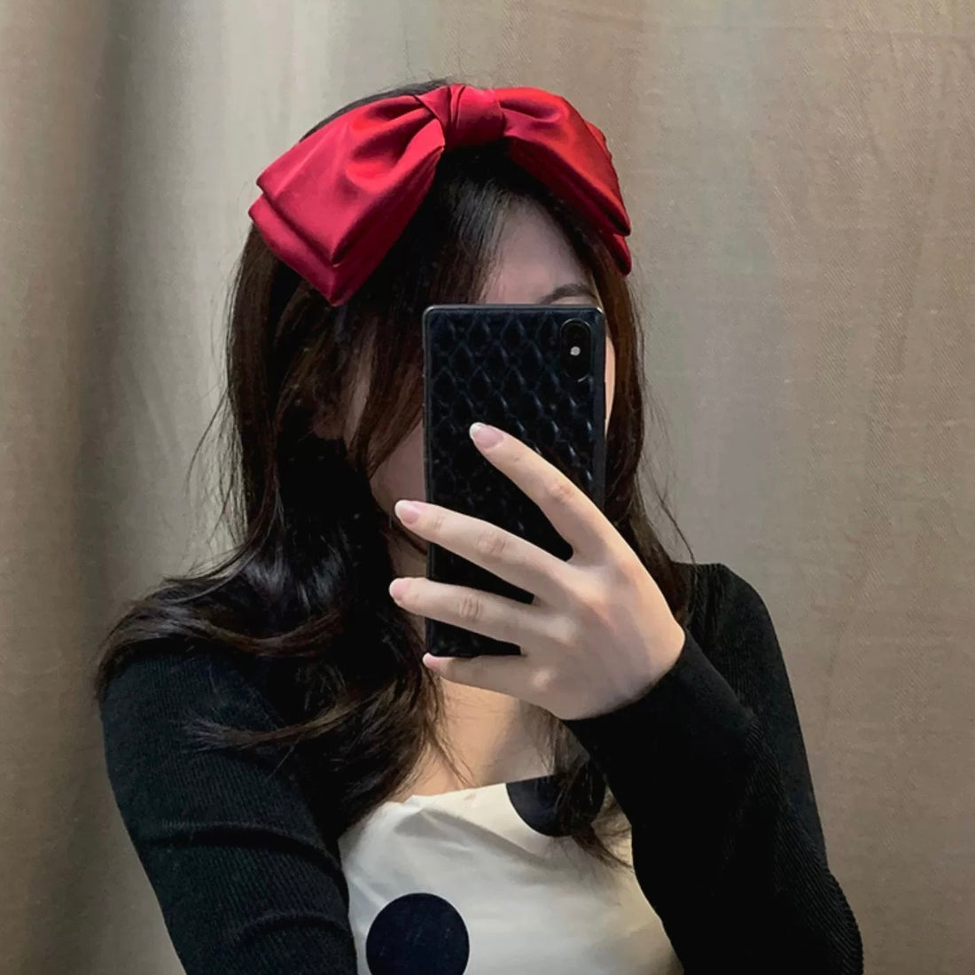 A55 Korean Red Ribbon Hairband