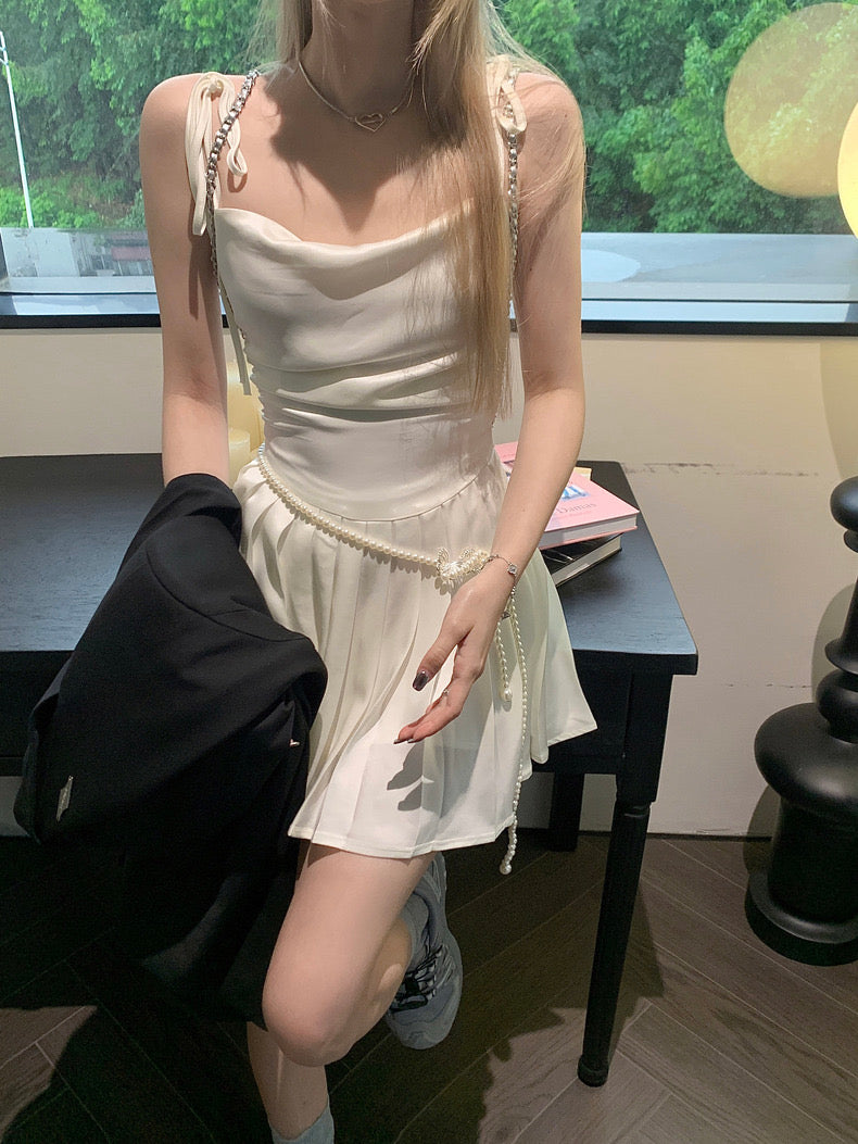 Ellie Cream Satin Dress (S)