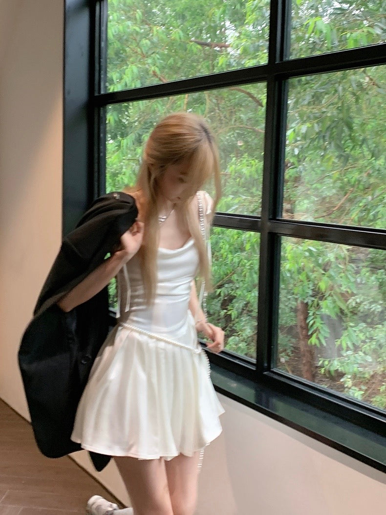 Ellie Cream Satin Dress (S)