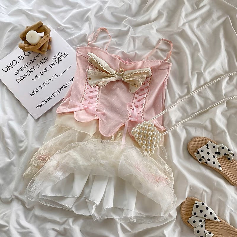 Dolly Lace Up Pink Tube Top