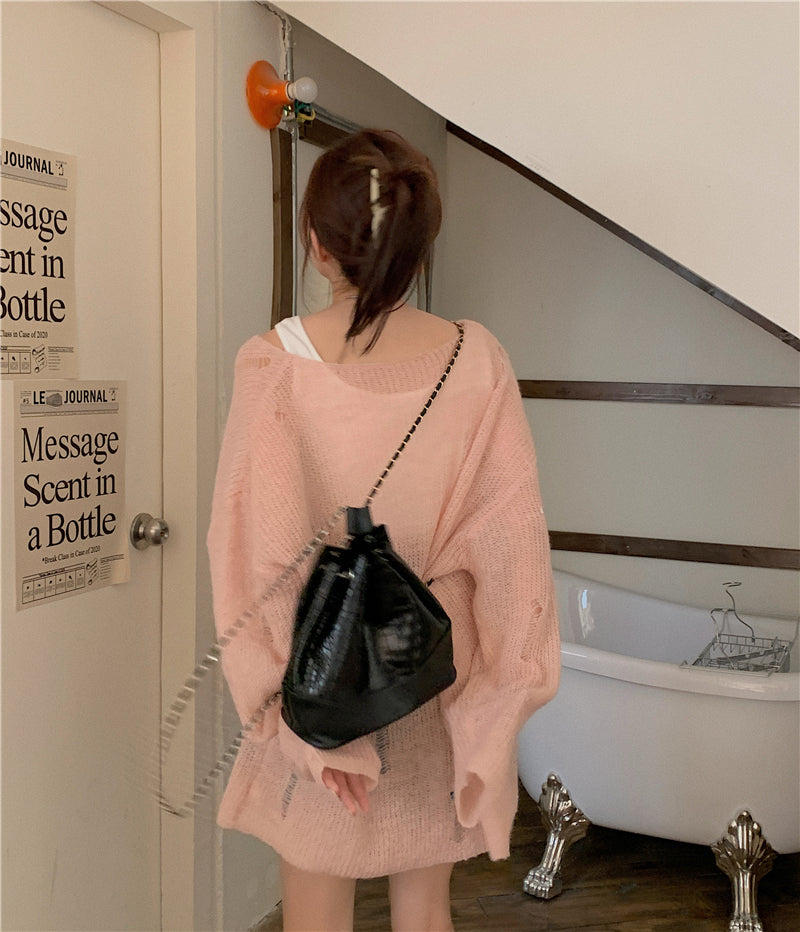 Isla Long Sleeve Knitted Top (Peach)