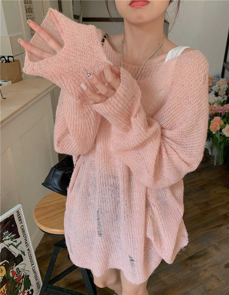 Isla Long Sleeve Knitted Top (Peach)