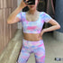 FT009 Rainbow Sportswear/ Yoga Short Pants Set - Hearts & Kisses