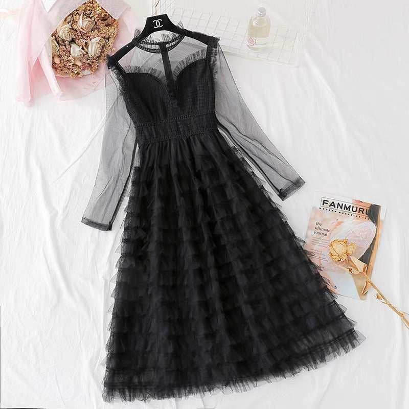Owee Mesh Long Sleeve Dress (Purple)