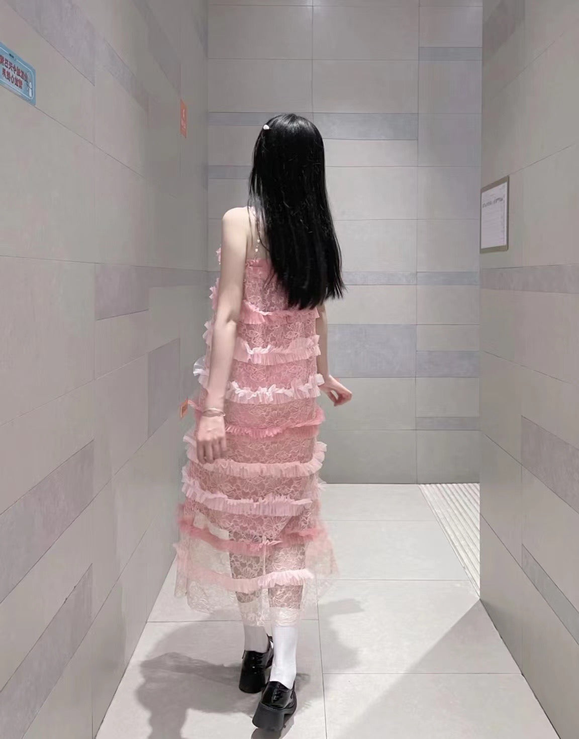 Sweet Pink Layer Mesh Dress