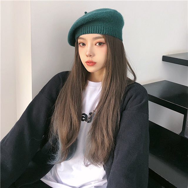 H04 Knitted Beret Hat (Pink)