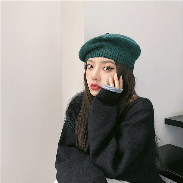 H04 Knitted Beret Hat (Pink)