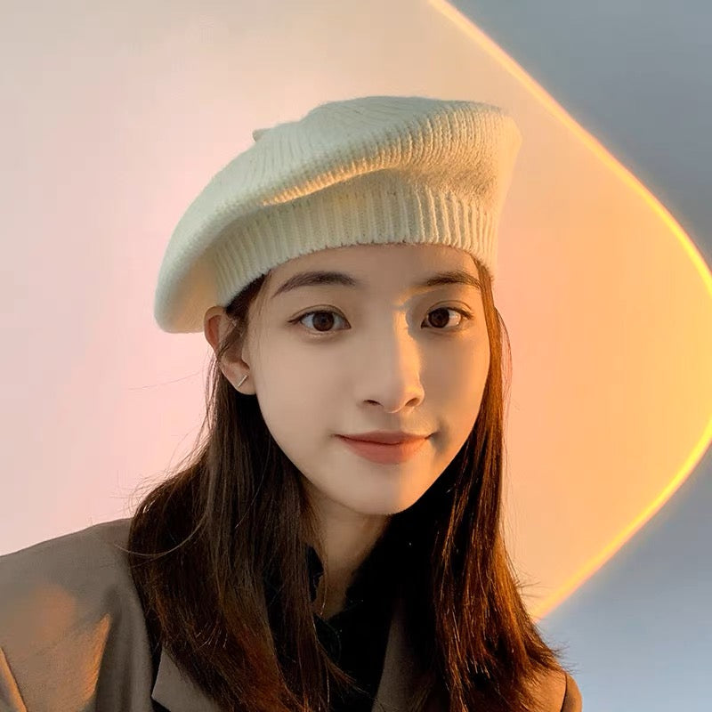 H04 Knitted Beret Hat (Pink)