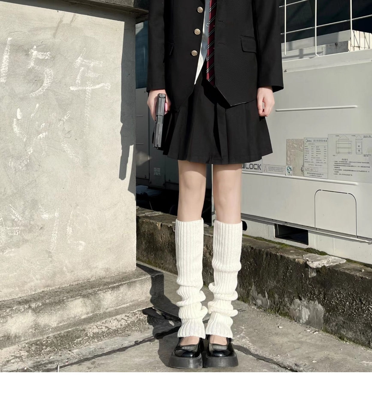 Uni Vintage Middle Socks ( Black, Grey)
