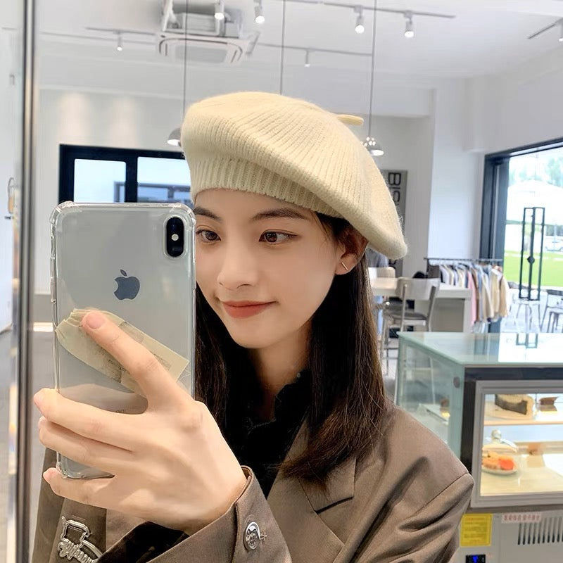 H04 Knitted Beret Hat (Pink)