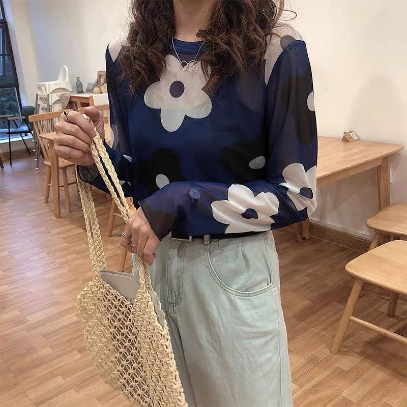 PD031 Floral Long Sleeve Mesh Top - Hearts & Kisses