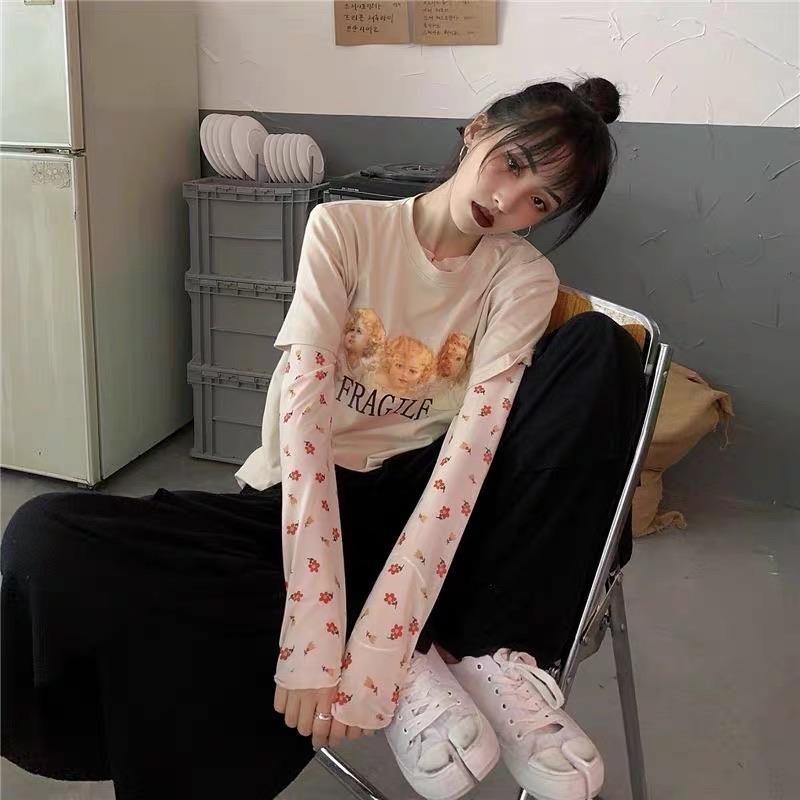 PD031 Floral Long Sleeve Mesh Top - Hearts & Kisses