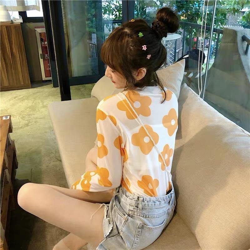 PD031 Floral Long Sleeve Mesh Top - Hearts & Kisses