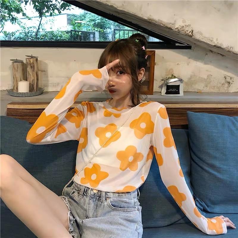 PD031 Floral Long Sleeve Mesh Top - Hearts & Kisses