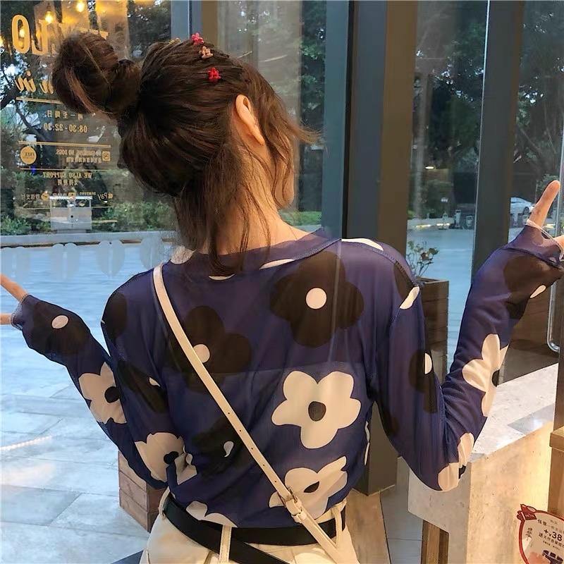 PD031 Floral Long Sleeve Mesh Top - Hearts & Kisses