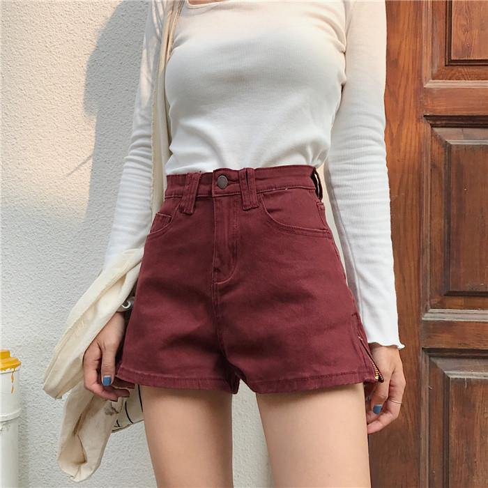 PN074 Mini Side Zip Denim Shorts - Hearts & Kisses