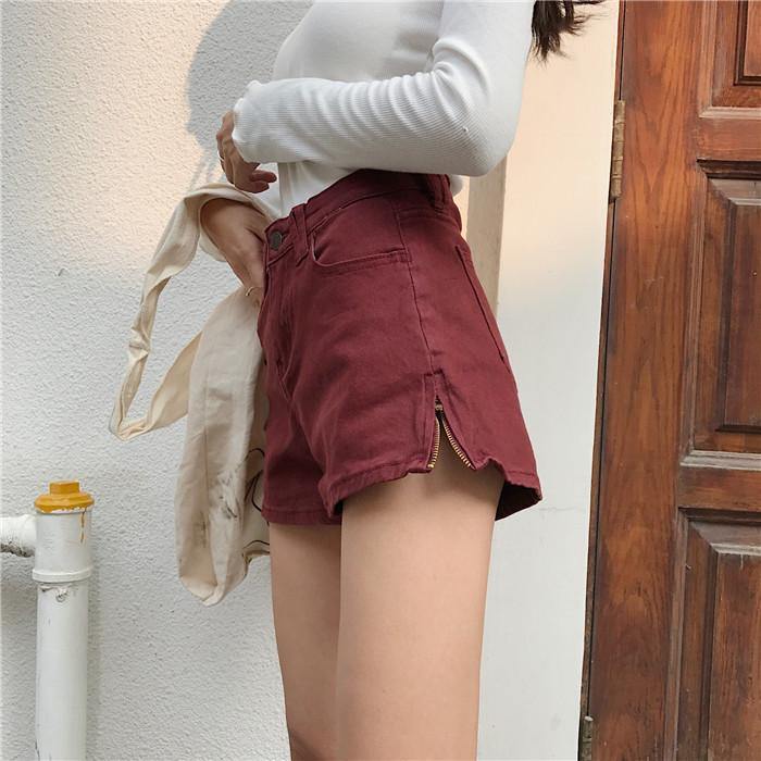 PN074 Mini Side Zip Denim Shorts - Hearts & Kisses