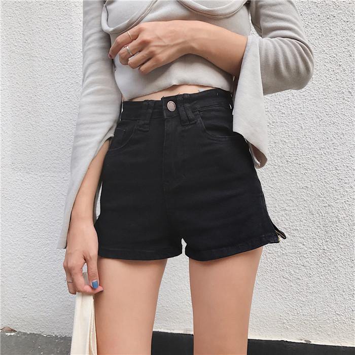 PN074 Mini Side Zip Denim Shorts - Hearts & Kisses