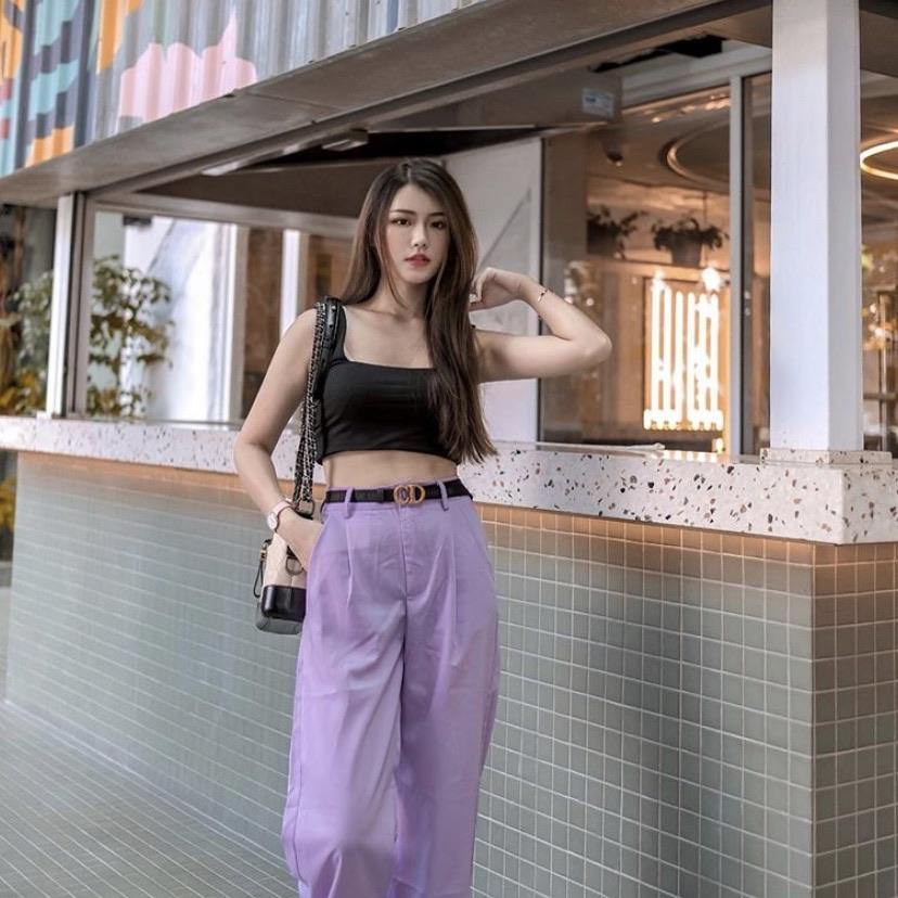 PS040 High Middle Waist Purple Maxi Pants (S, M, L, XL) - Hearts & Kisses