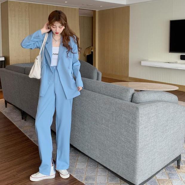 SEOUL High Waist Pants (Blue) - Hearts & Kisses Fashion Boutique - Online Fashion Malaysia - Dress, Tops, Pants, Rompers, Sportswear & more. We Ship To Malaysia & Singapore