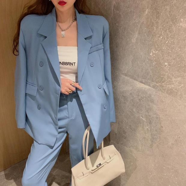 SEOUL High Waist Pants (Blue) - Hearts & Kisses Fashion Boutique - Online Fashion Malaysia - Dress, Tops, Pants, Rompers, Sportswear & more. We Ship To Malaysia & Singapore