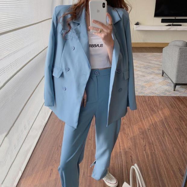 SEOUL High Waist Pants (Blue) - Hearts & Kisses Fashion Boutique - Online Fashion Malaysia - Dress, Tops, Pants, Rompers, Sportswear & more. We Ship To Malaysia & Singapore