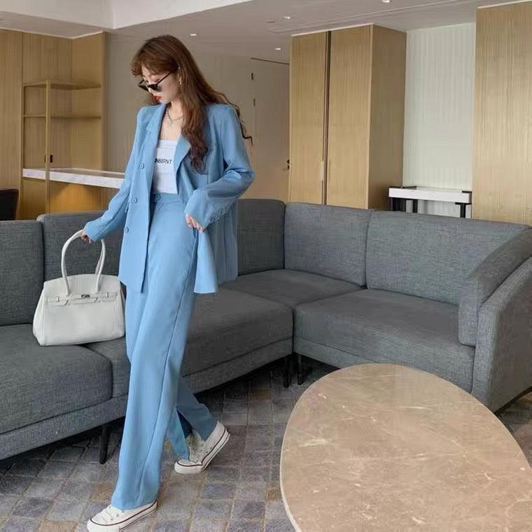 SEOUL High Waist Pants (Blue) - Hearts & Kisses Fashion Boutique - Online Fashion Malaysia - Dress, Tops, Pants, Rompers, Sportswear & more. We Ship To Malaysia & Singapore