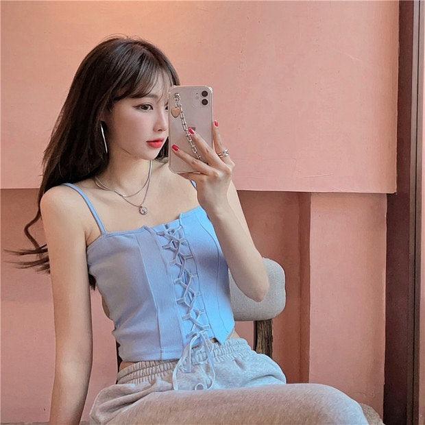 Lace Up Two Wear Crop... - Hearts & Kisses Fashion Boutique - Ready Stock Malaysia - Dress, Tops, Pants, Rompers, Sportswear & more. We Ship To Malaysia & Singapore