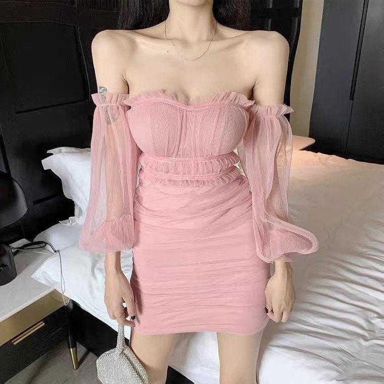 Luis Off Shoulder Mesh Tube... - Hearts & Kisses Fashion Boutique - Ready Stock Malaysia - Dress, Tops, Pants, Rompers, Sportswear & more. We Ship To Malaysia & Singapore