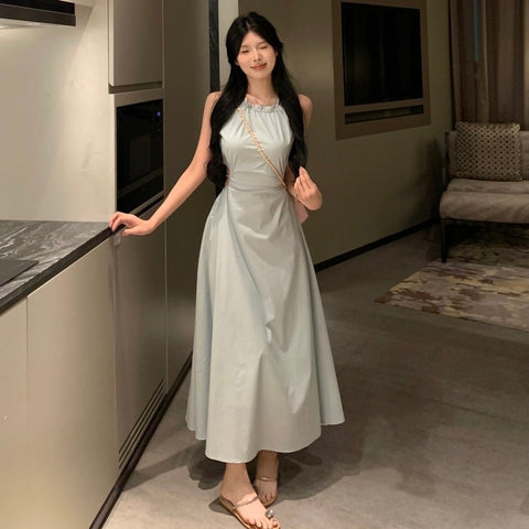 Bare Waist Mint Long Dress