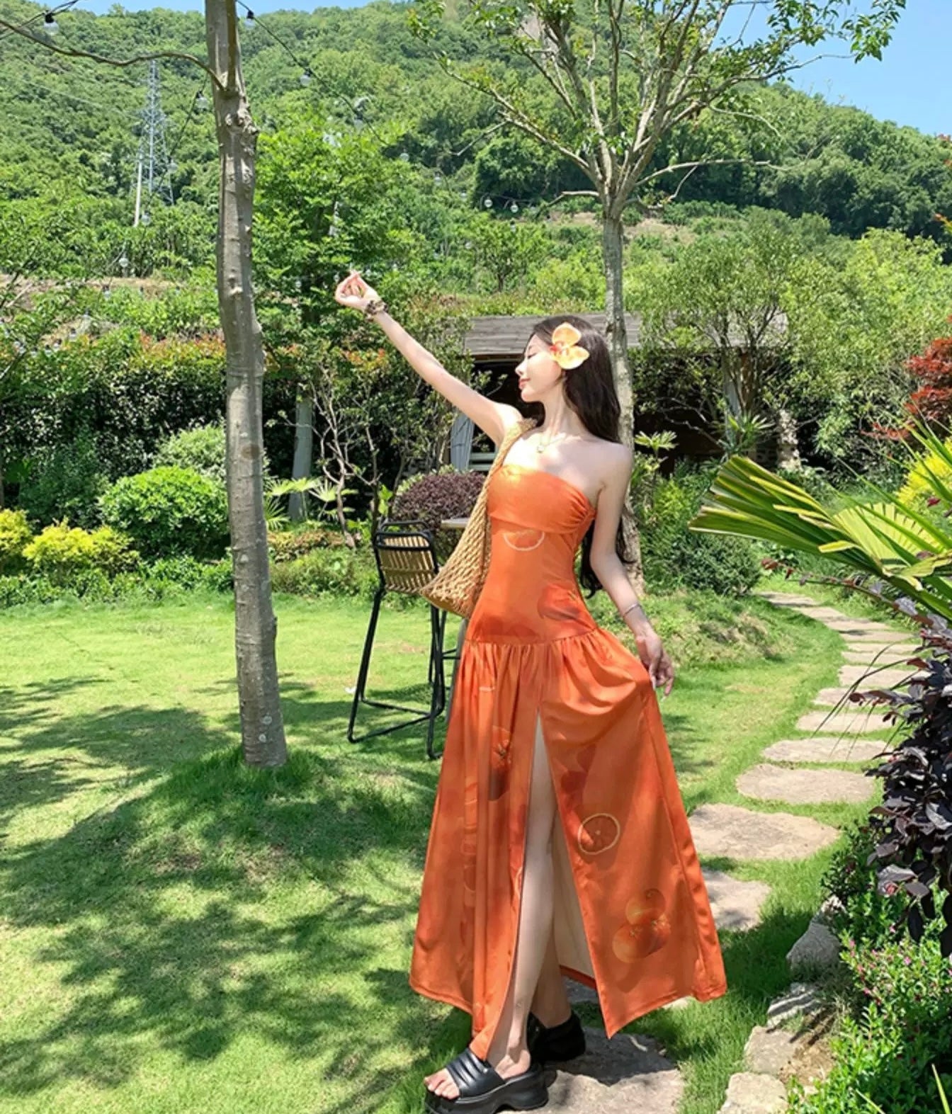 Orange Tube Long Dress