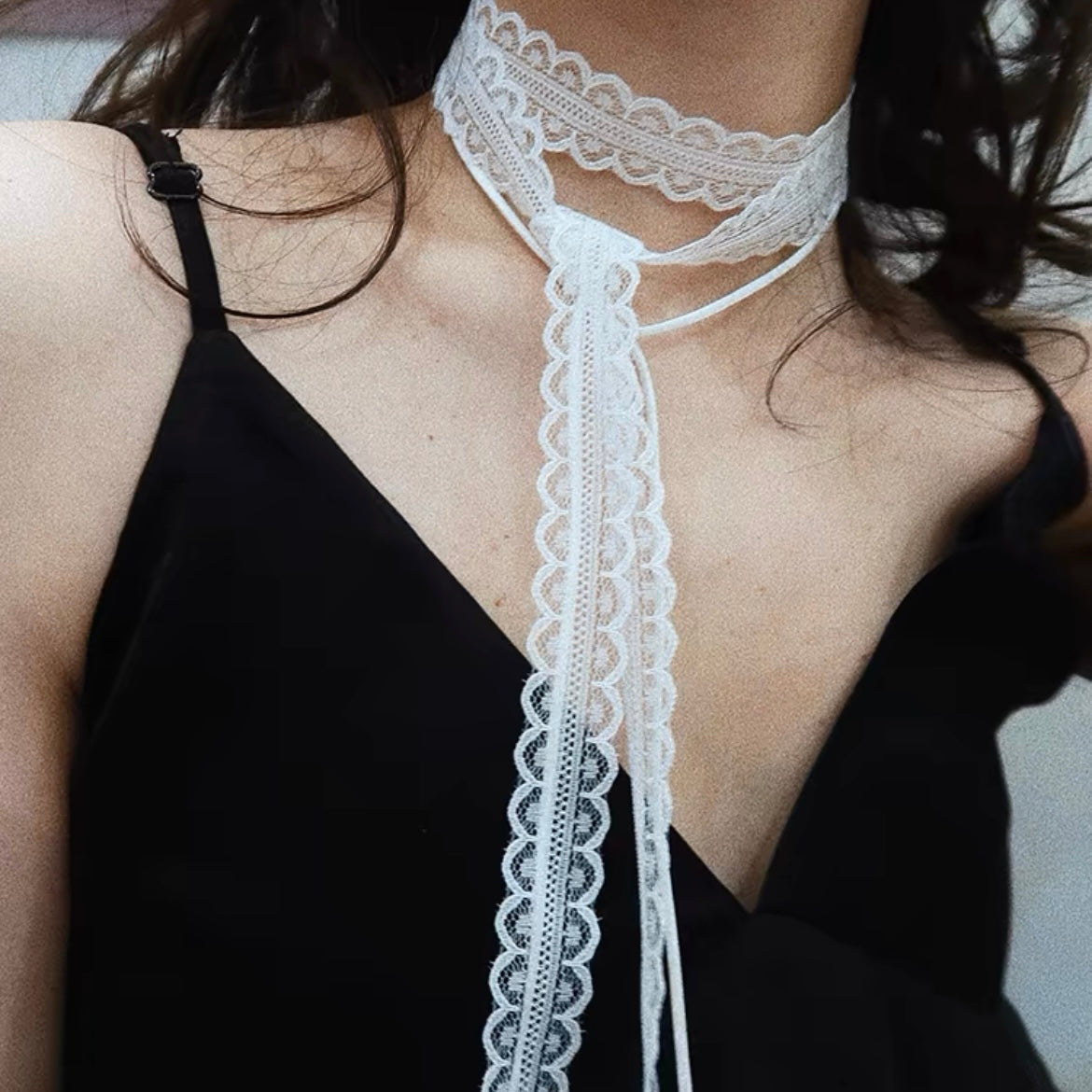 Lacey Ribbon as Choker/Necklace NL01