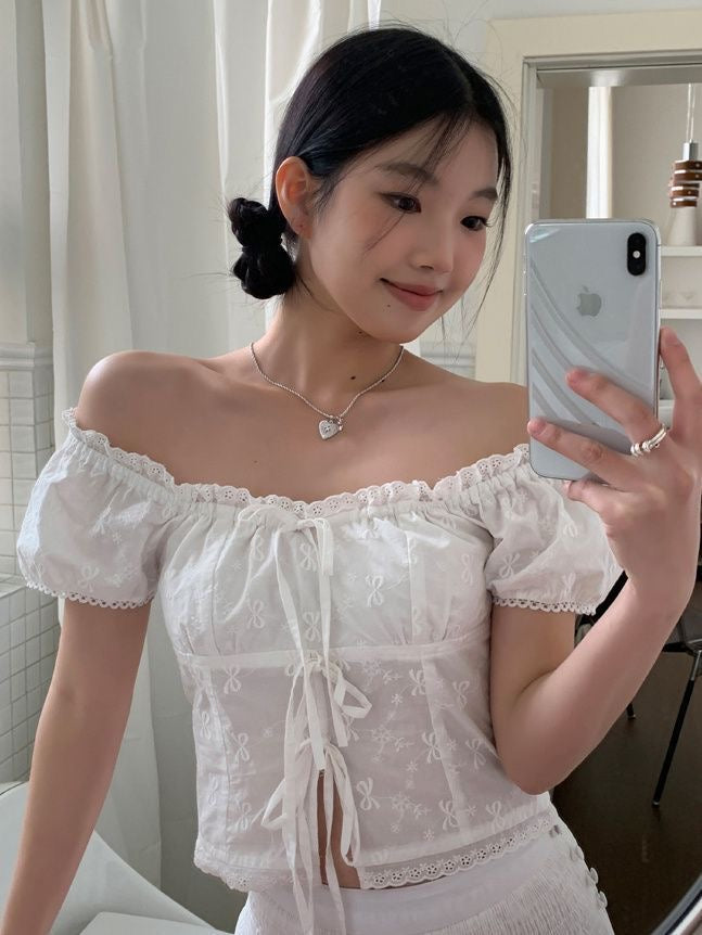 Puff Sleeve White Top (M-XL)